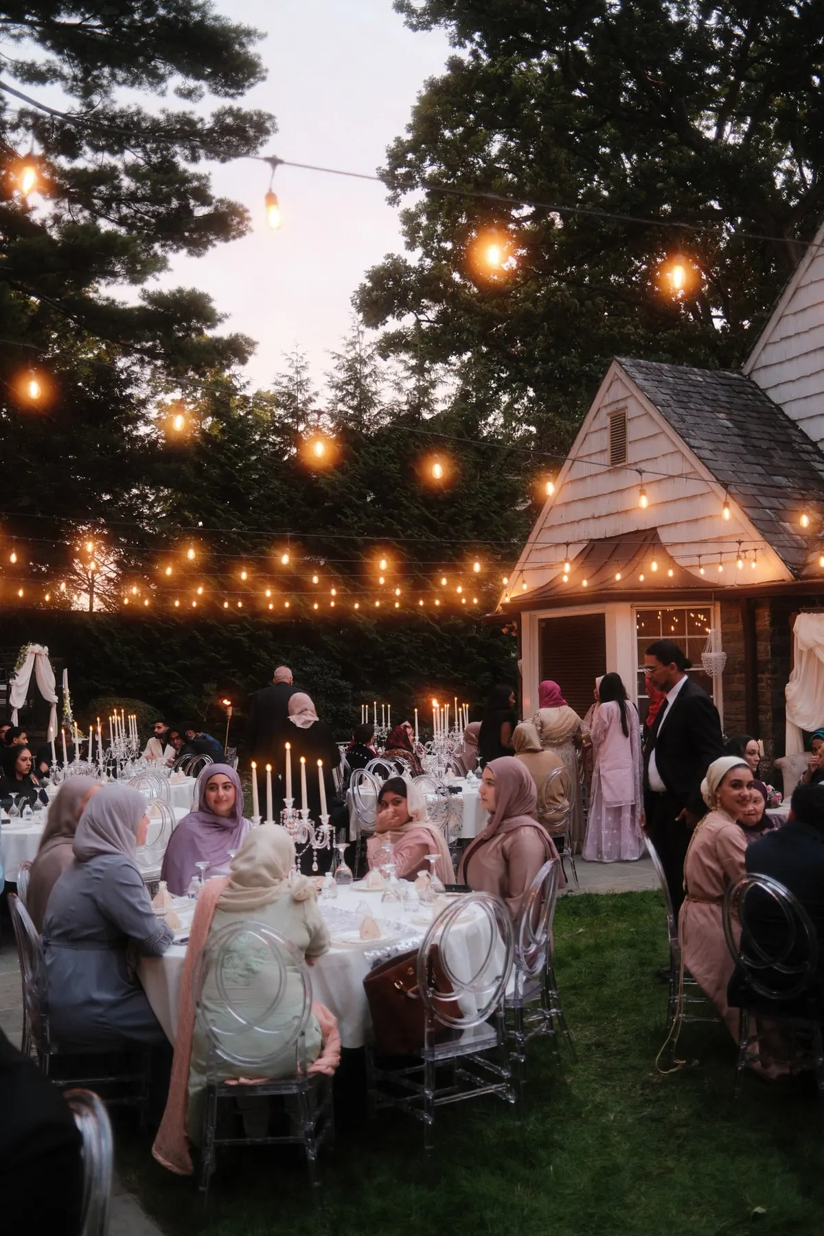 Reception tables at sunset
